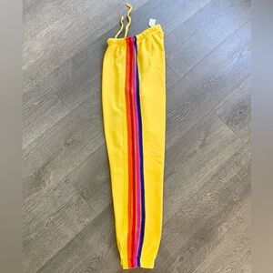 NWT Aviator Nation Bright Yellow 5 Stripe Sweatpants